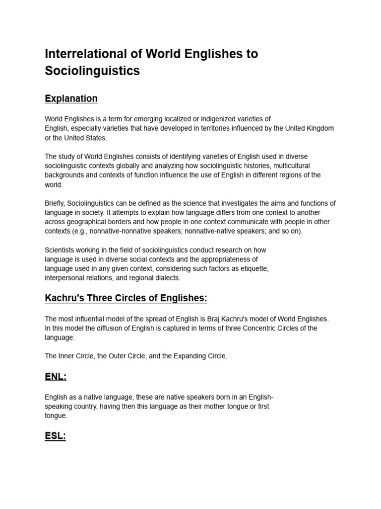 Interrelational Dynamics of World Englishes | PDF | English Language ...