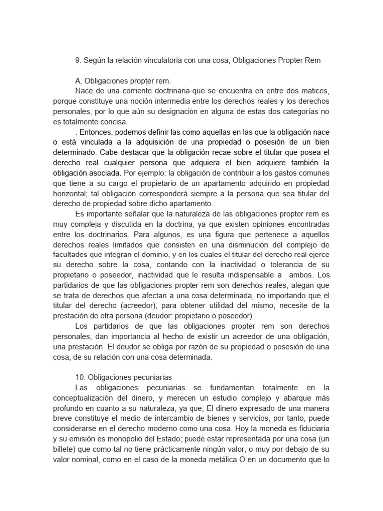Obligaciones Propter Rem y Pecuniarias | PDF | Propiedad | Pagos