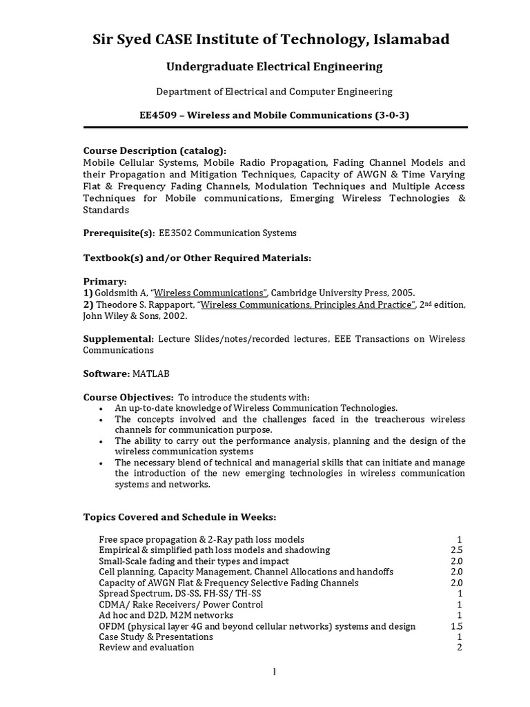 Wireless Mobile Communications Course | PDF | Cellular Network | Radio