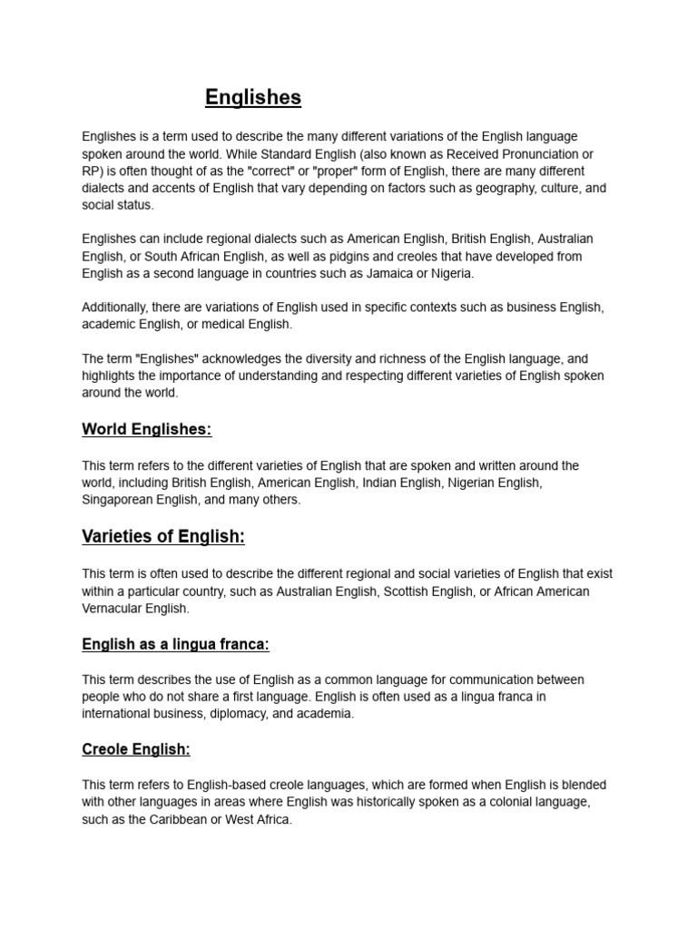 World Englishes | PDF | English Language | Linguistics