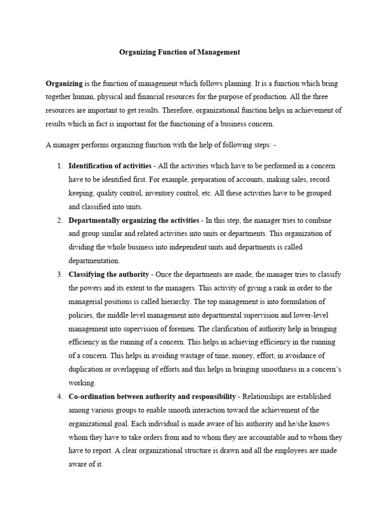 Organizing Function of Management | PDF | Economies | Business
