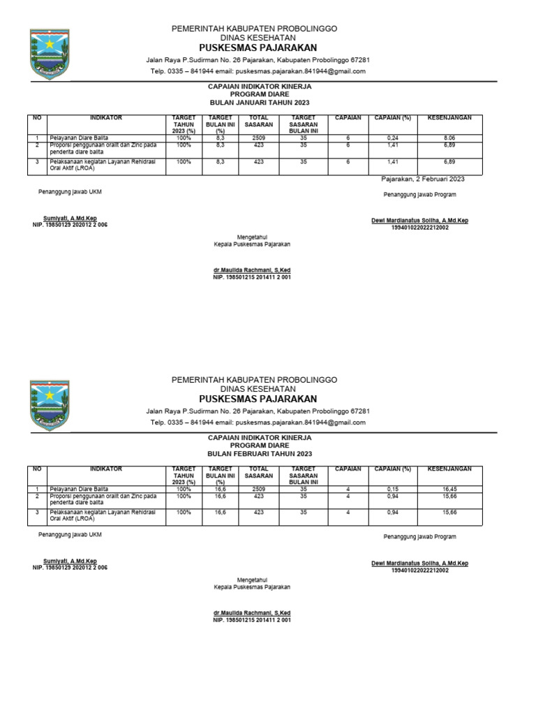 Capaian Kinerja Program Diare 2023 | PDF