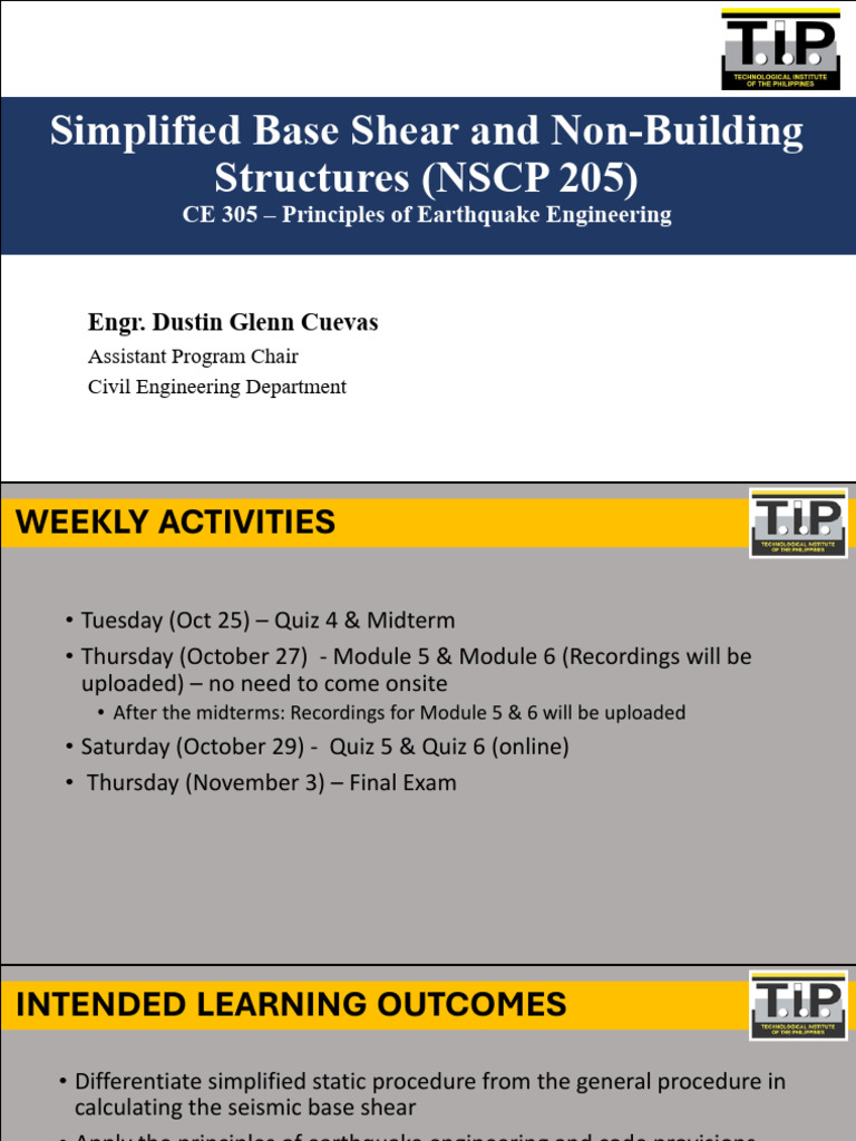 Base Shear in Non-Building Structures | PDF | Earthquakes | Earthquake ...