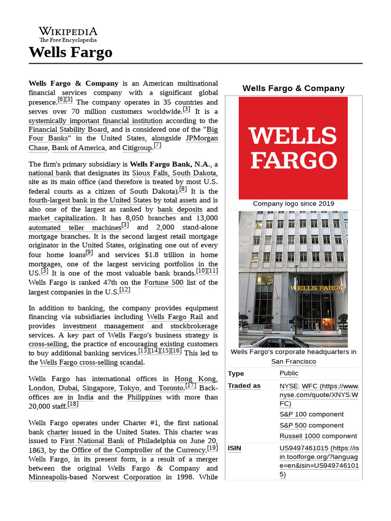 Wells Fargo PDF Wells Fargo Wachovia