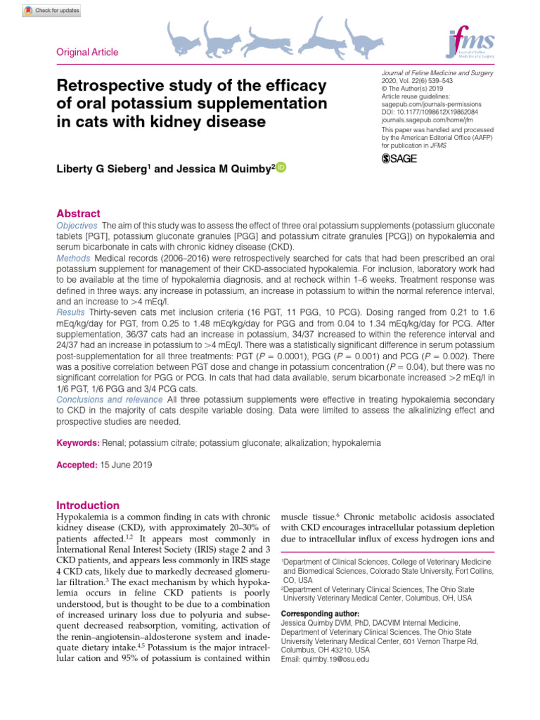 Photo inspiration: Kidney Disease Supplements For Cats Reference: Efficacy Of Potassium Supplements In Ckd Cats Pdf