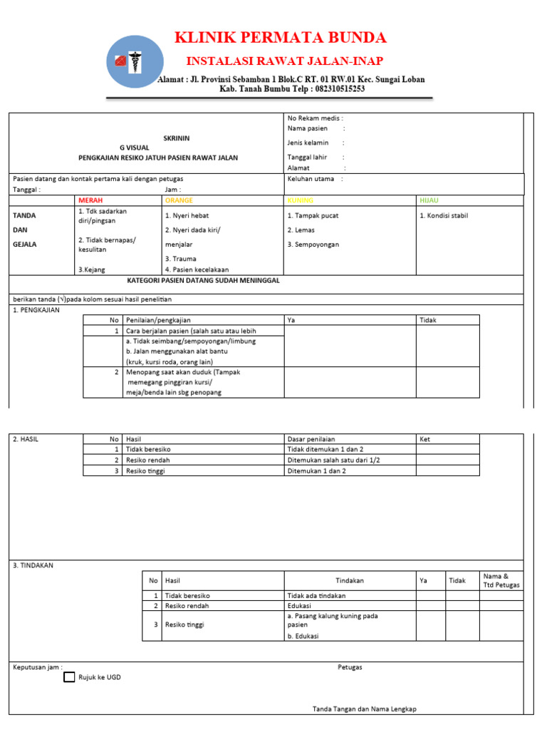 Skrining Risiko Jatuh Pasien Rawat Jalan Pdf