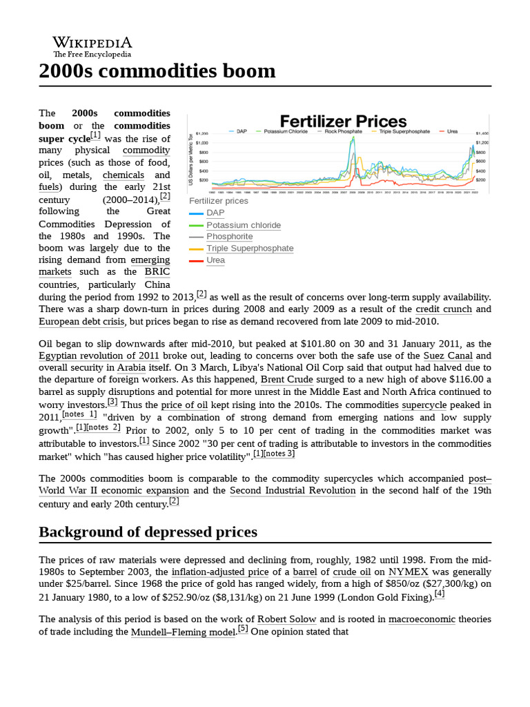 2000s Commodities Boom PDF Price Of Oil Zinc