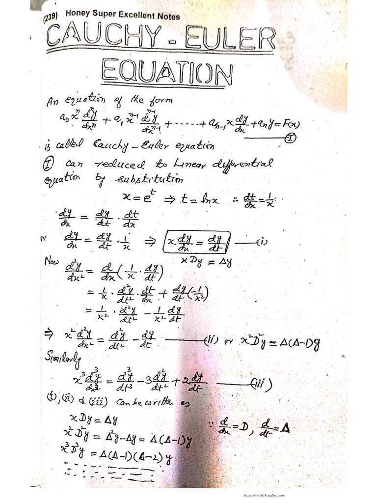 Cauchy eular equation pdf