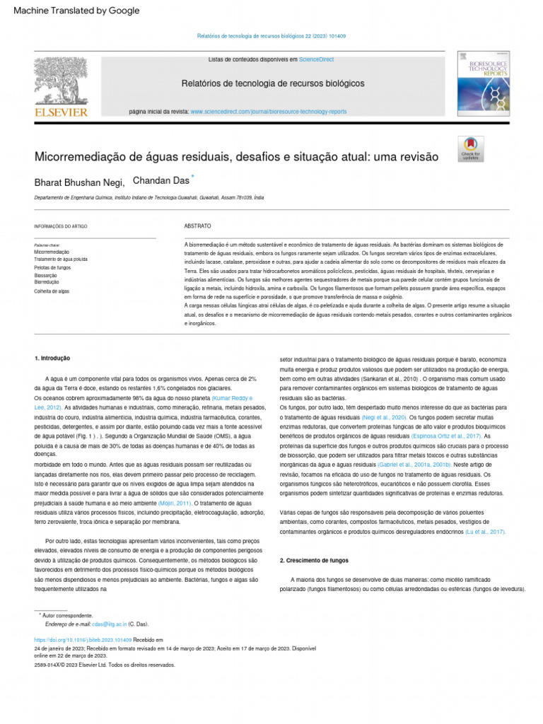 Mycoremediation of Wastewater, Challenges, and Current Status A