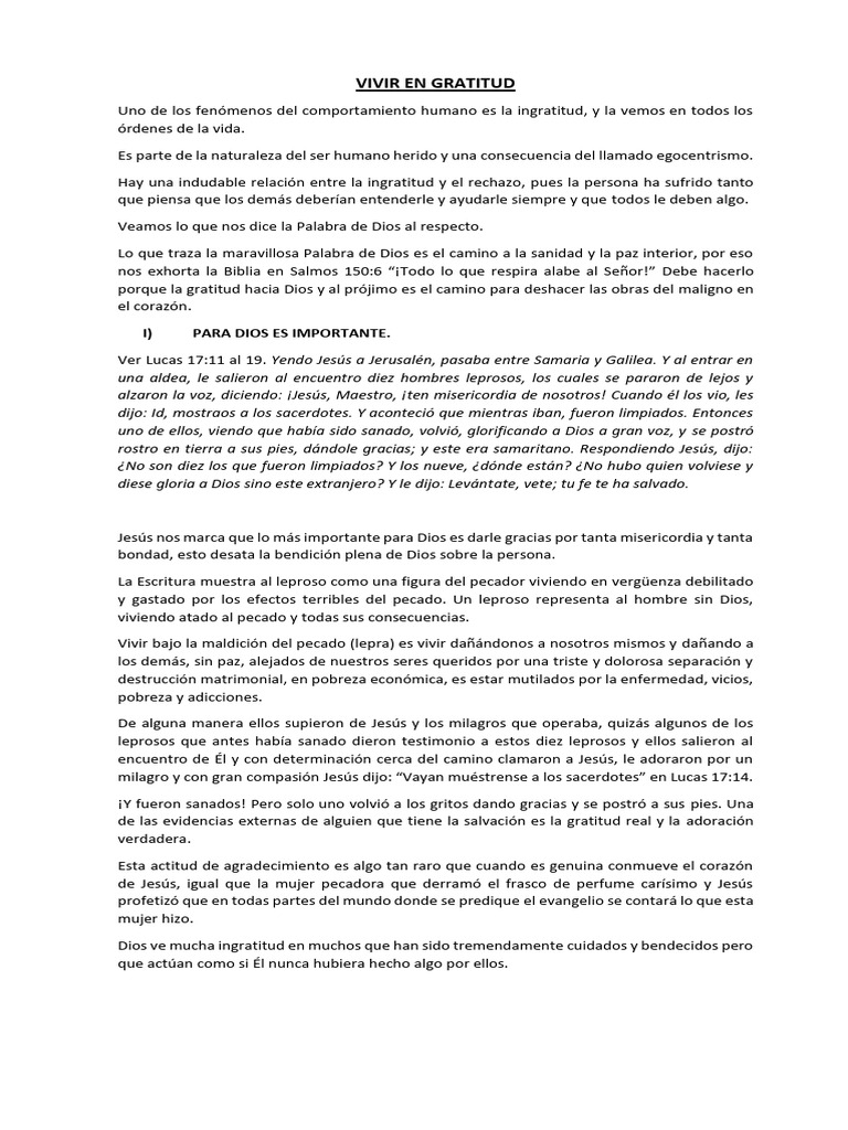 Vivir En Gratitud Pdf Gratitud Jesús