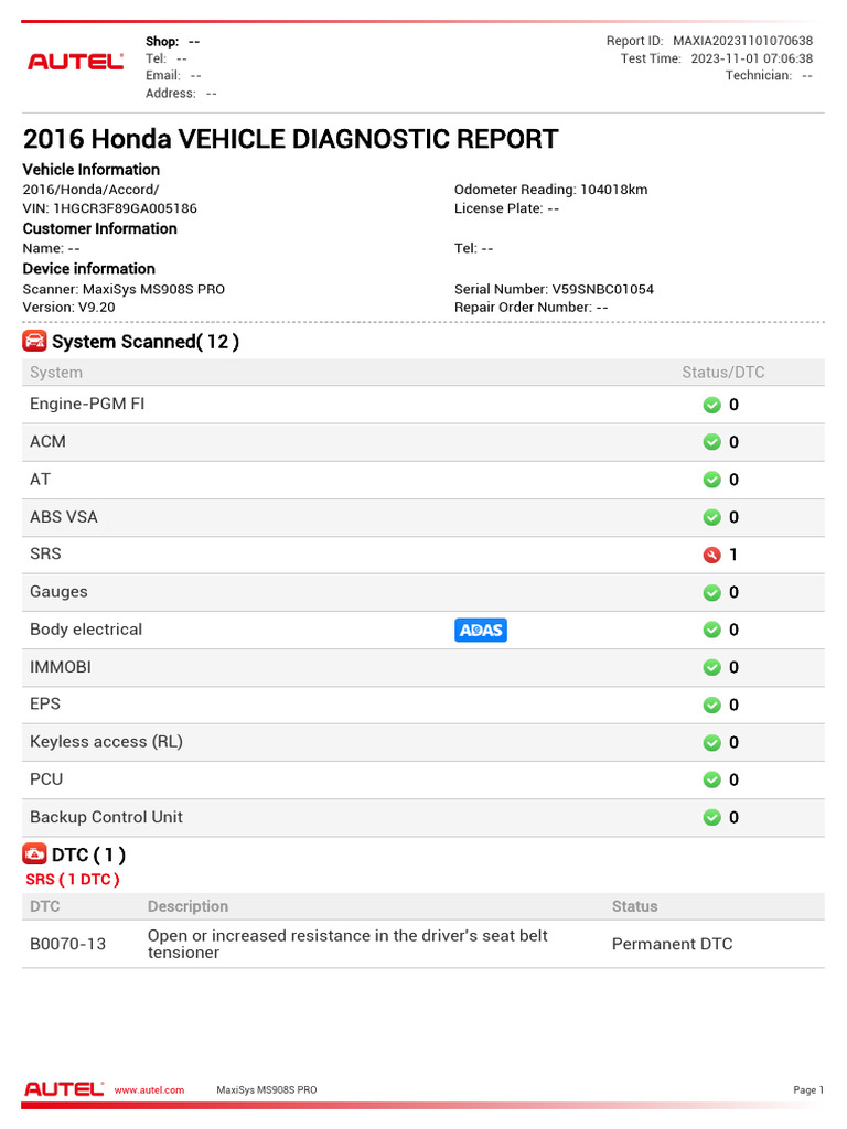 2016 HONDA ACCORD MAINTENANCE CODES intelligence overview