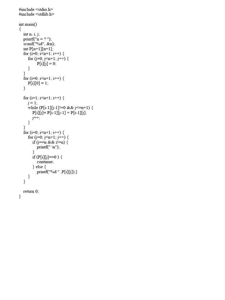 Pascal Triangle Program | PDF