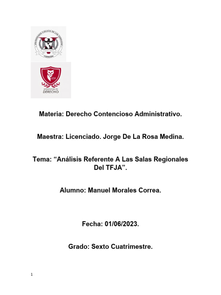 Analisis de Salas Regulares Del TFJA | PDF | Federación | Jurisdicción