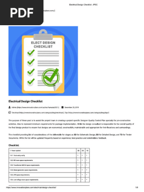 Electrical Design Checklist - IPEC