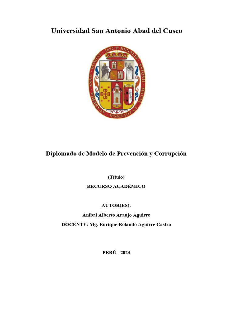 Trabajo modelo de prevenci n pdf corrupci n pol tica per 