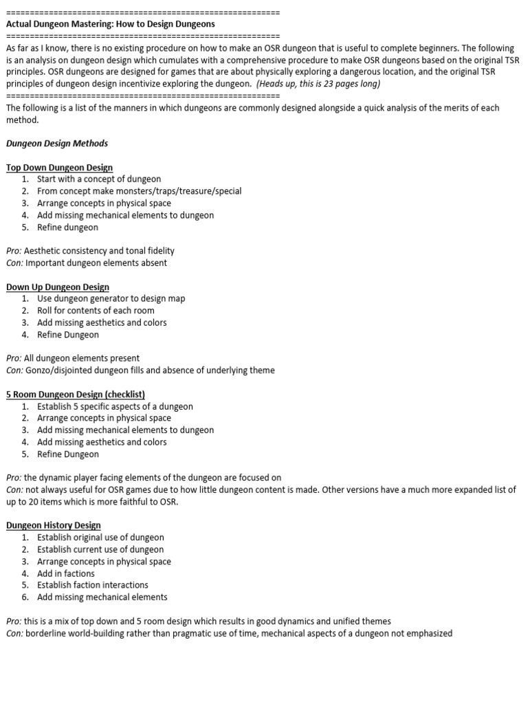 Dungeon Design Pdf Dungeons Dragons