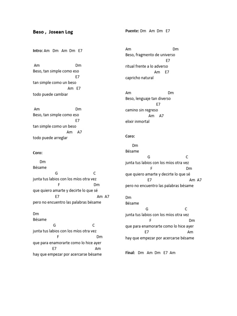 Beso, Josean Log, Ukelele | PDF