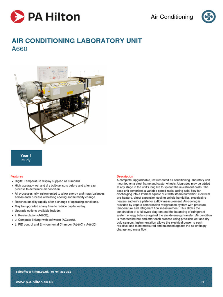 A660-Air Conditioning Laboratory Unit | PDF | Refrigeration | Air ...