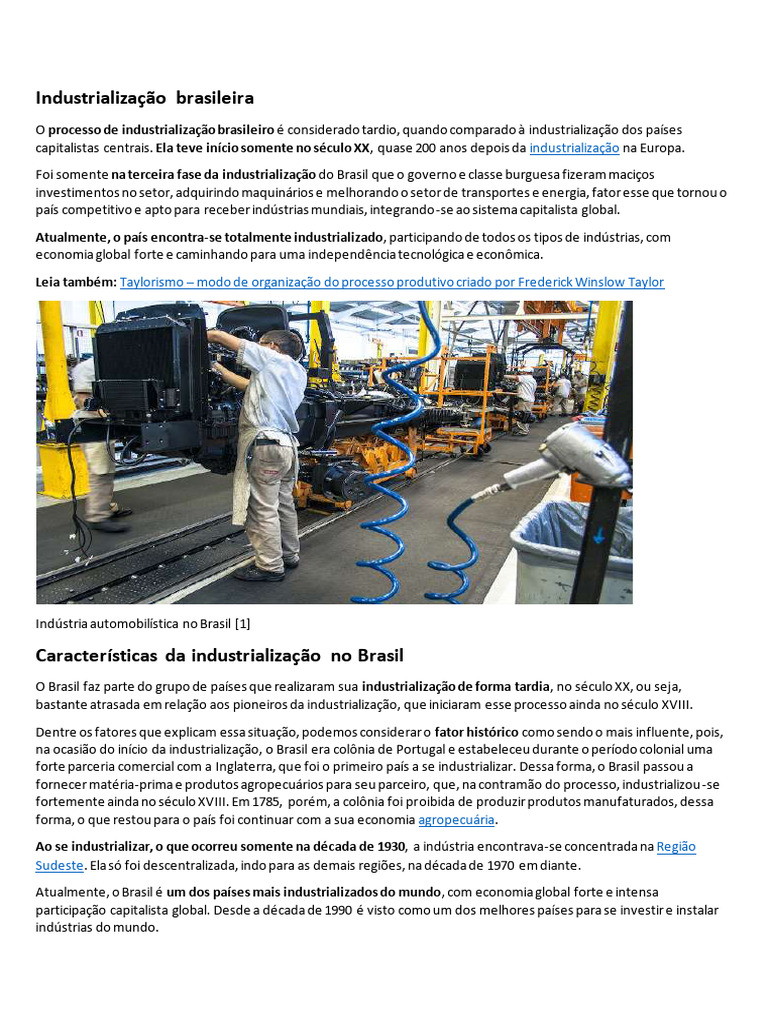 3° ANO - 3° BIM. FASES DA INDUSTRIALIZAÇÃO BRASILEIRA | PDF | Brasil | Ásia