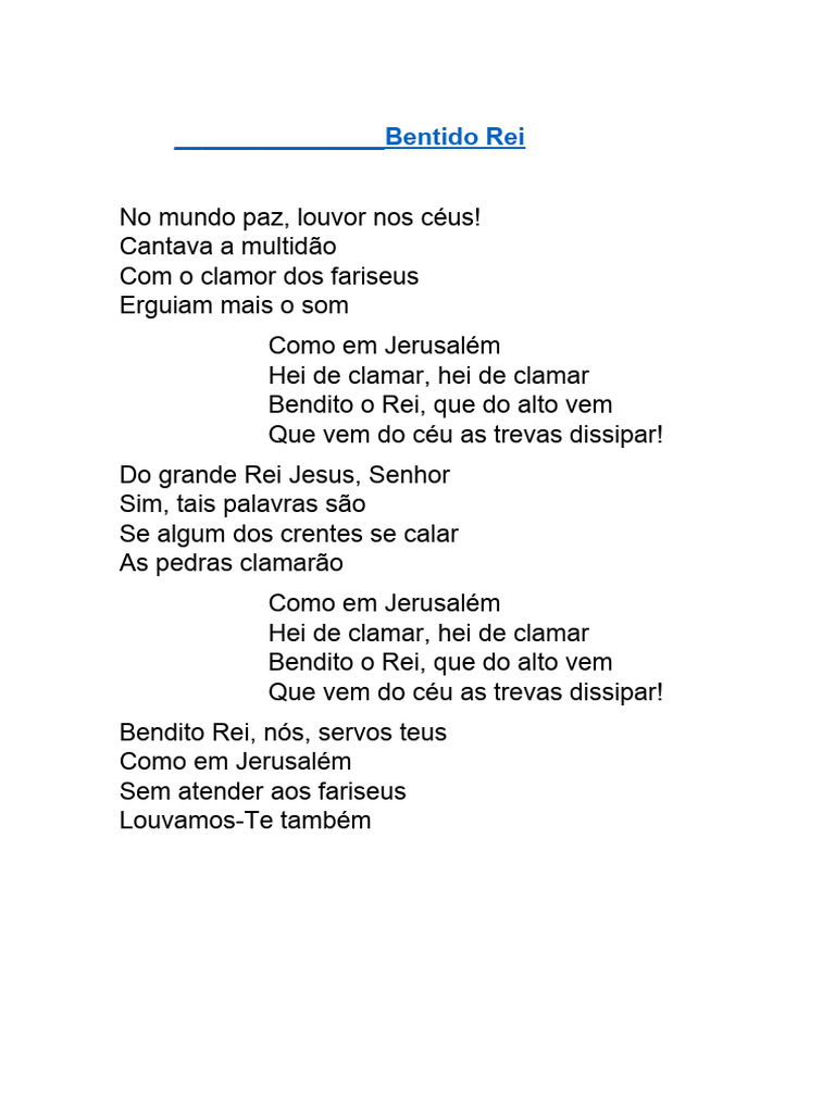 Bendito Rei: Louvor e Clamor | PDF