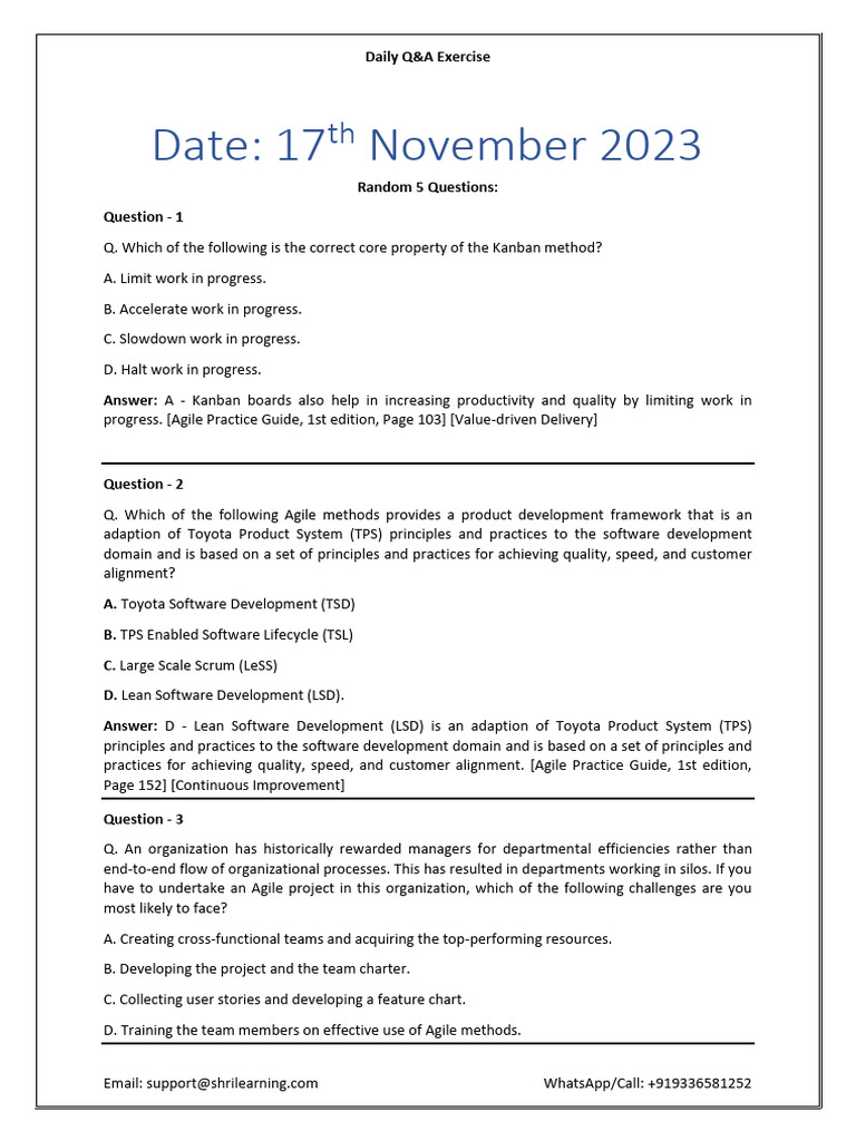 17th November'23 - ACP Answer File - Daily Q&A | PDF | Agile Software ...