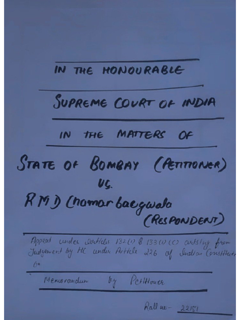 RMDC Vs State of Bombay Case LLB 2nd Sem PDF