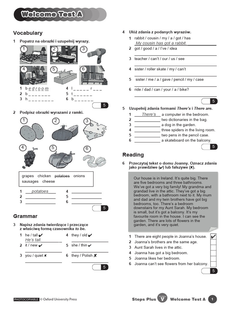 Steps Plus Klasa 5 Testy Pdf Steps Plus 5 - Test - ABC - Welkom | PDF | Home