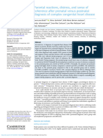 Parental Reactions Distress and Sense of Coherence After Prenatal Versus Postnatal Diagnosis of Complex Congenital Heart Disease