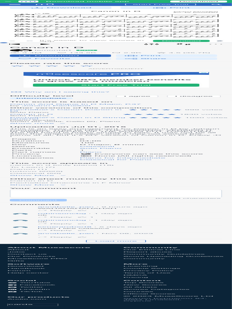 Canon In D Sheet Music For Piano Solo Download Free Pdf Pachelbel