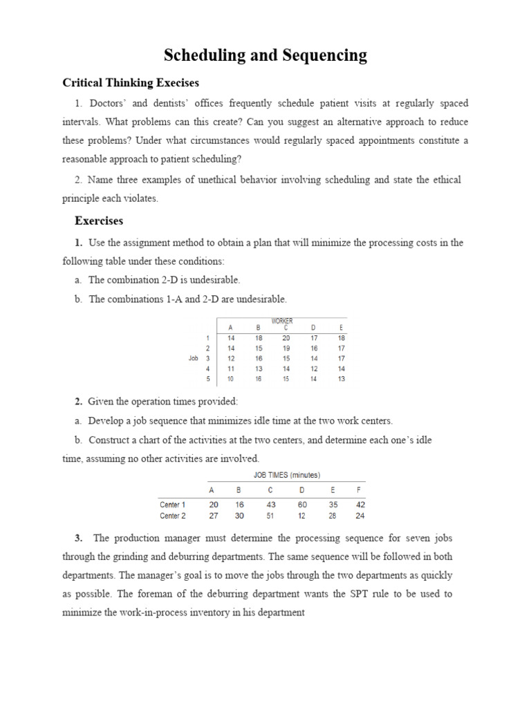 Scheduling and Sequencing PDF Psychology