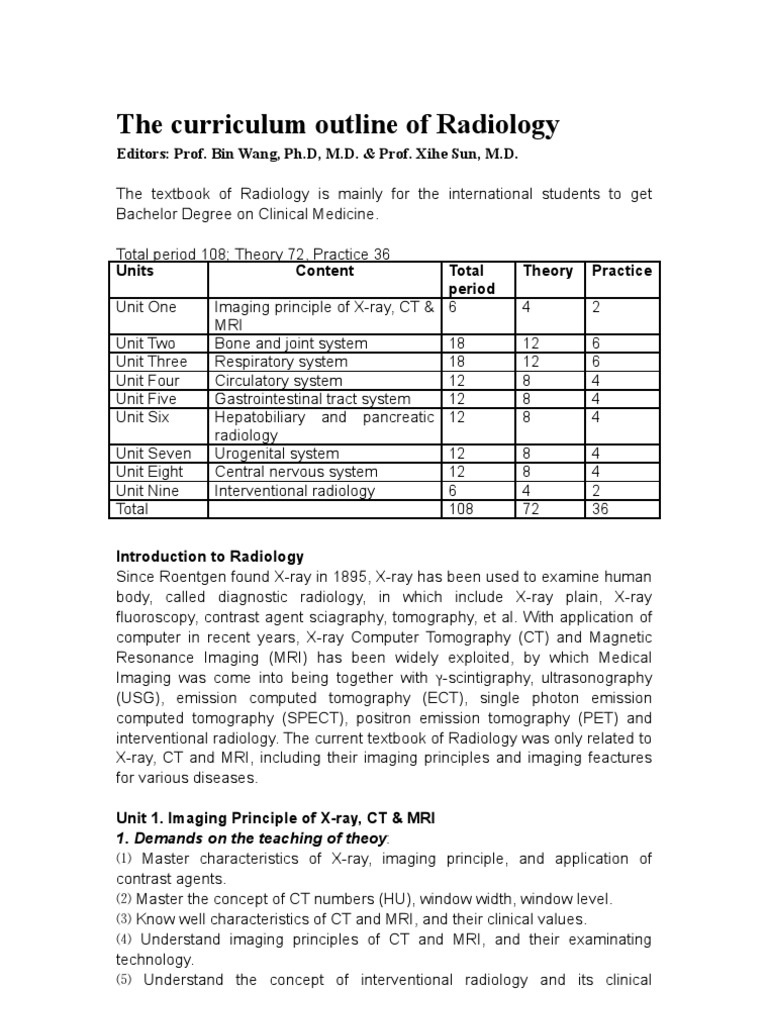 Thecurriculumoutlineof Radiology | PDF | Radiology | Medical Imaging