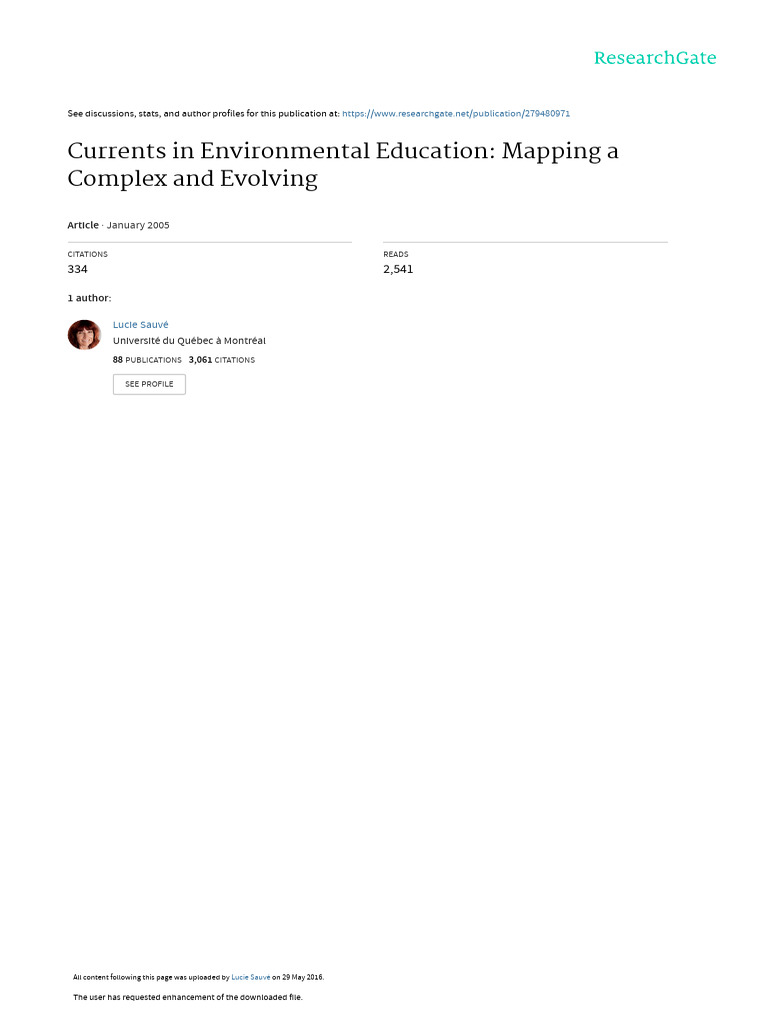 Environmental Education Currents | PDF