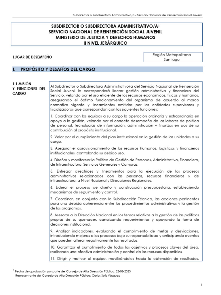 Subdirector Administrativo del SENAME | PDF | Salario | Regulación