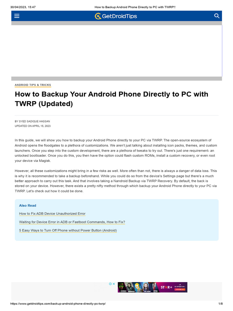 How to backup android phone directly to pc with twrp pdf android