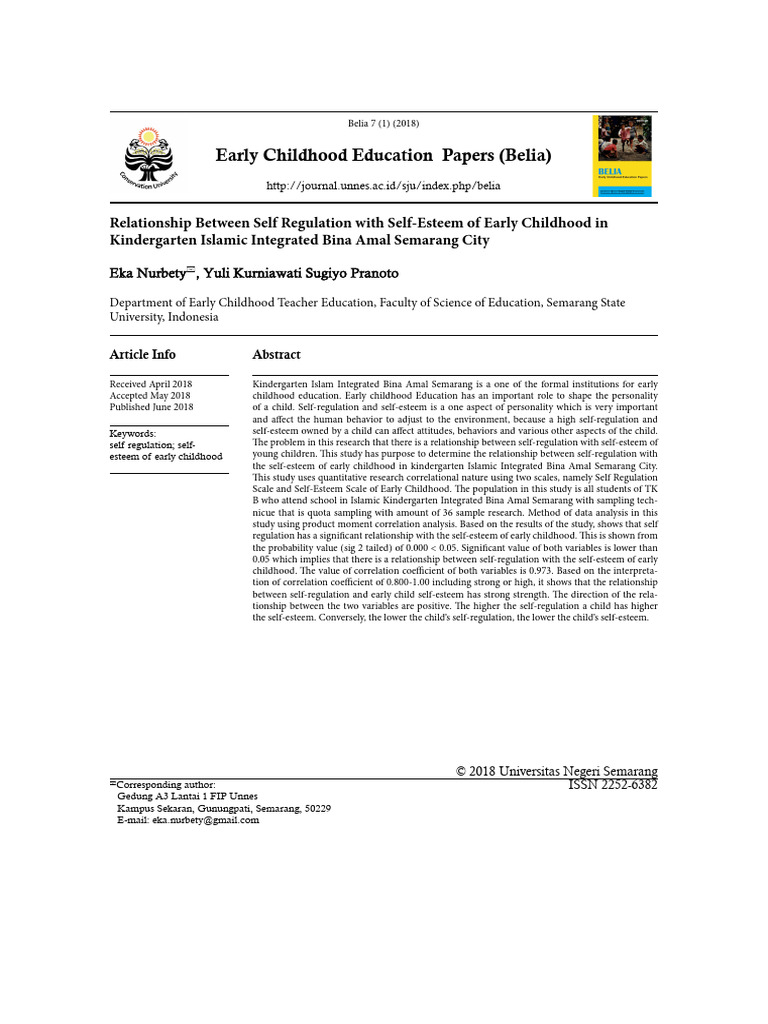 Self-Regulation and Self-Esteem in Kids | PDF | Self Esteem | Emotional ...