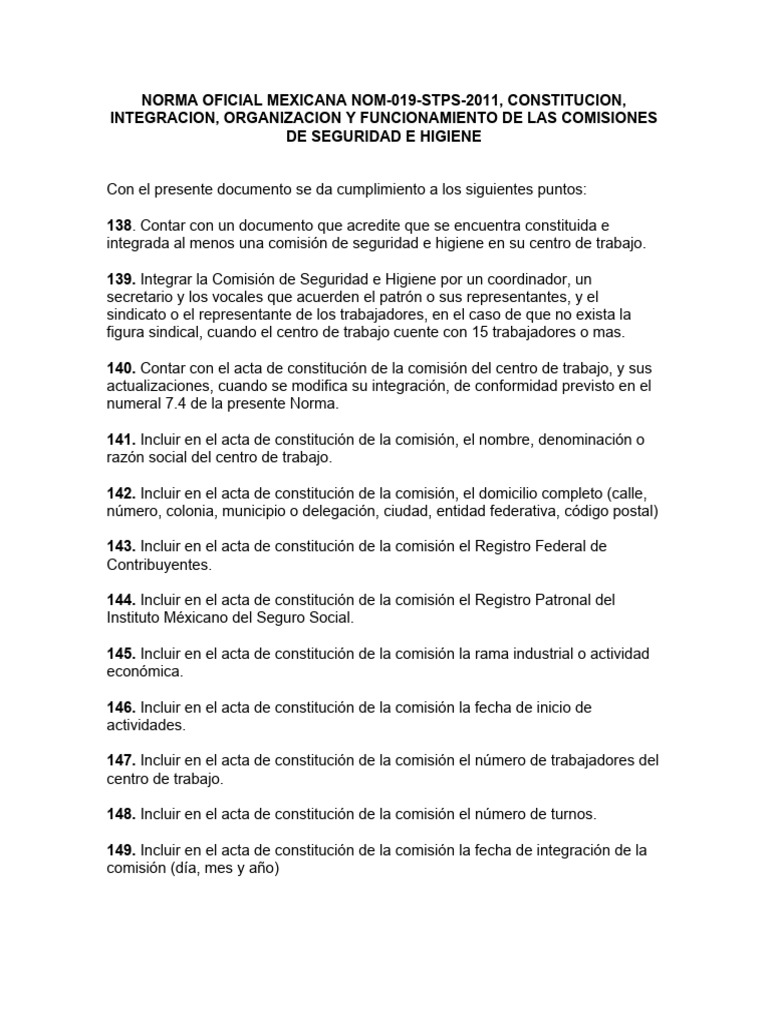 Cumplimiento NOM 019 STPS - 1 | PDF | Sindicato | Gobierno