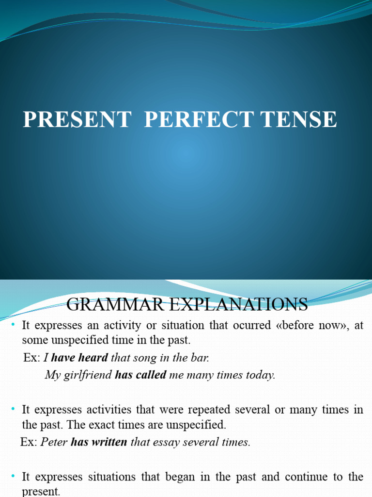 Present Perfect Tense Diapositiva Completa Pdf Verb