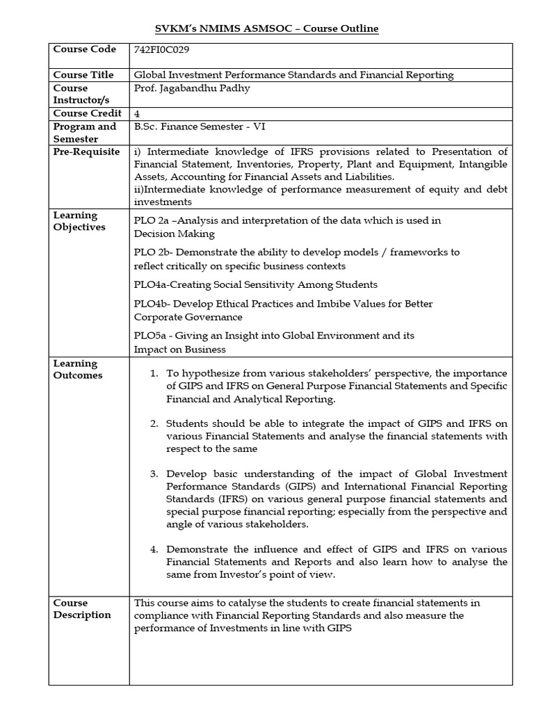 Global Investment Performance Standards and Financial Reporting PDF