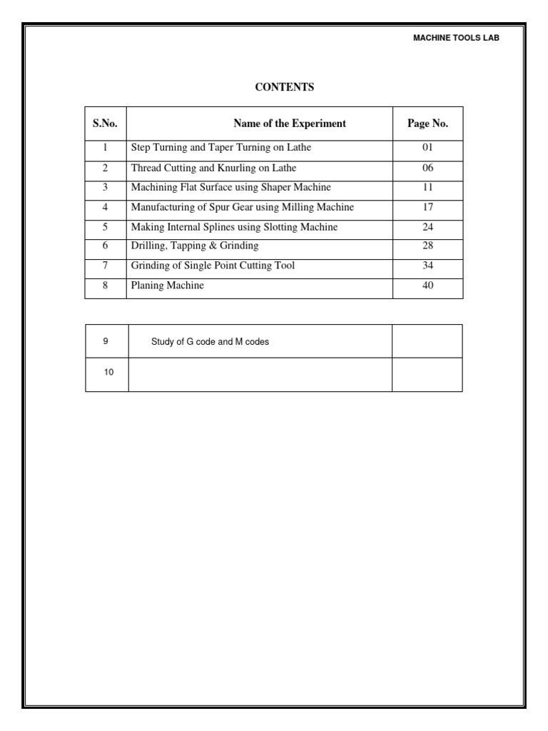 MACHINE TOOLS Lab PDF Grinding (Abrasive Cutting) Drill