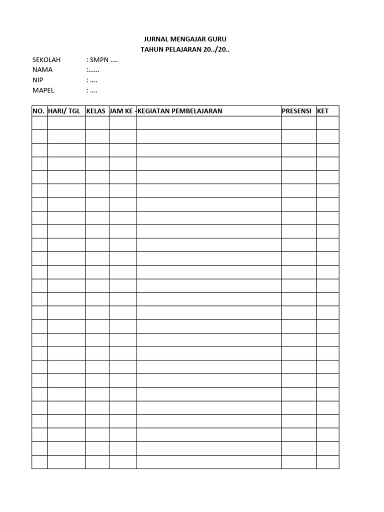 Format Jurnal Mengajar Kurikulum Merdeka | PDF