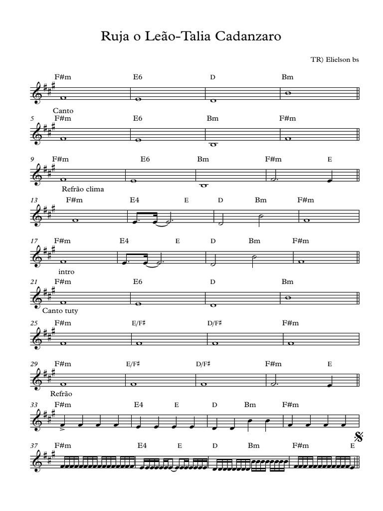 Ruja o LeãoTalia Cadanzaro Partitura completa PDF