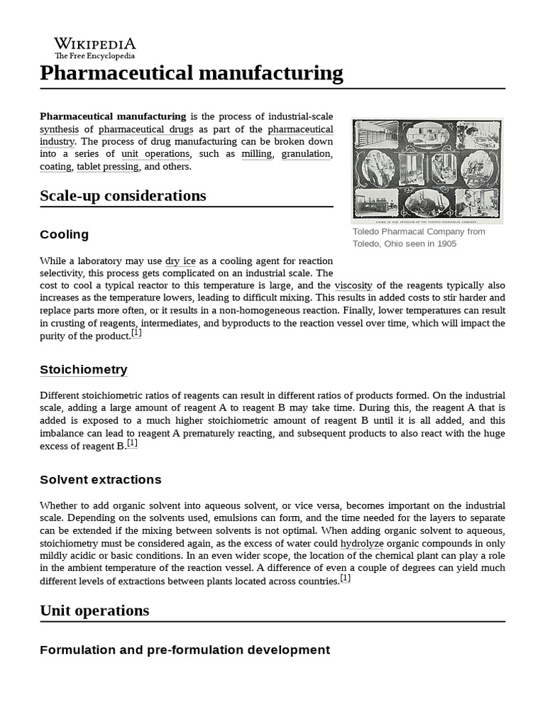Pharmaceutical Manufacturing PDF Chemistry Physical Sciences