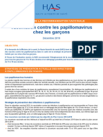 Fiche Synthese de La Recommandation Vaccinale Vaccination Contre Les Papillomavirus Chez Les Garcons