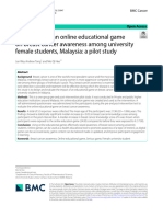 The Impact of An Online Educational Game On Breast Cancer Awareness Among University Female Students, Malaysia: A Pilot Study