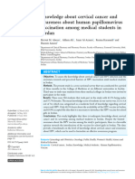 Knowledge About Cervical Cancer and Awareness About Human Papillomavirus Vaccination Among Medical Students in Jordan