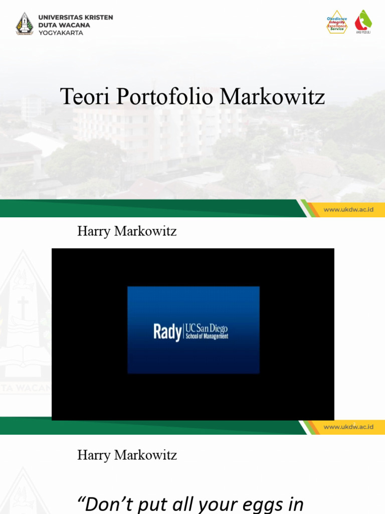 Teori Portofolio Markowitz dan Diversifikasi | PDF