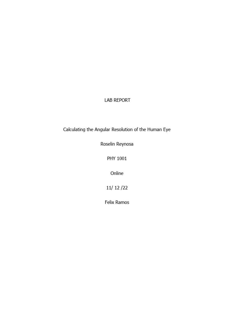 Angular Resolution of the Human Eye | PDF | Angular Resolution | Optics