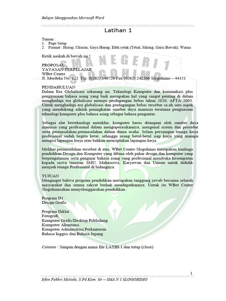 Latihan Microsoft Word Untuk Sma Pdf