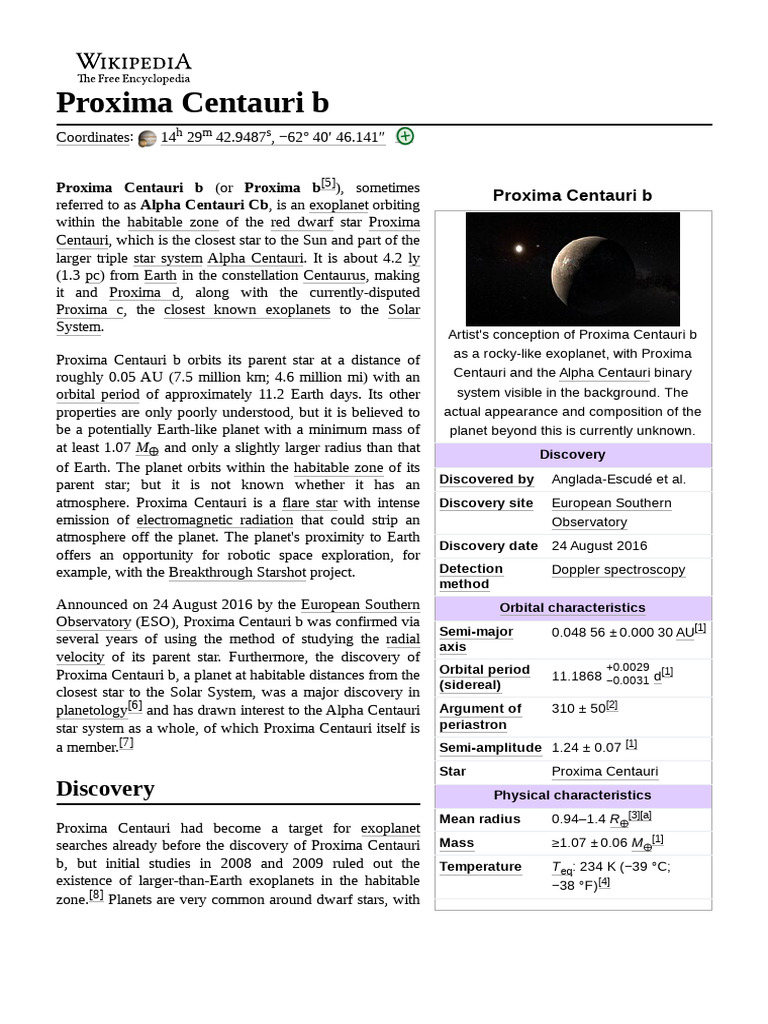 Proxima Centauri B Download Free Pdf Planetary Habitability Stars