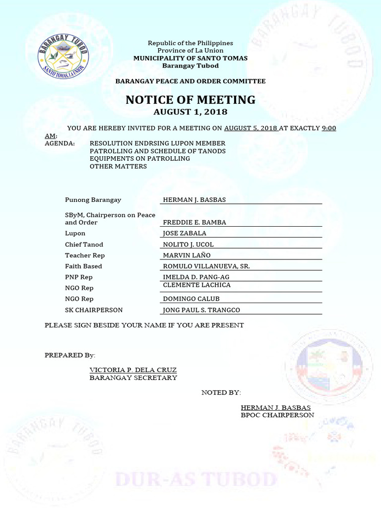 Bpoc Notice of Meetings | PDF | Philippines